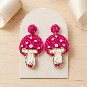 Whimsical Beaded Mushroom Earrings